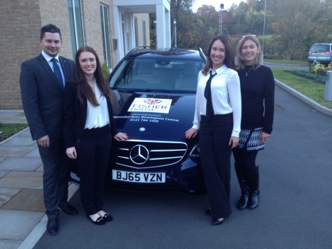 Justine Davy with representatives from Mercedes-Benz Birmingham Central